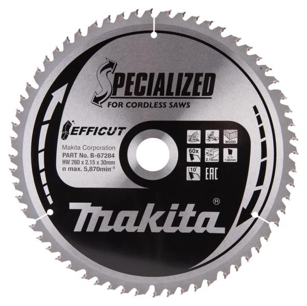 Immagine di Lama Efficut T.C.T., 260x30mm, 60T - B-67284